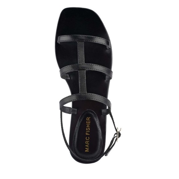 Marc Fisher Black Bytina Sandals Square Toe, Flat sole & Buckle Closure Size 9.5 - Picture 3 of 7